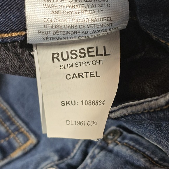 DL1961 Jeans Mens 28x34 Blue Russell Slim Straight Stretch Performance Denim - Picture 8 of 11